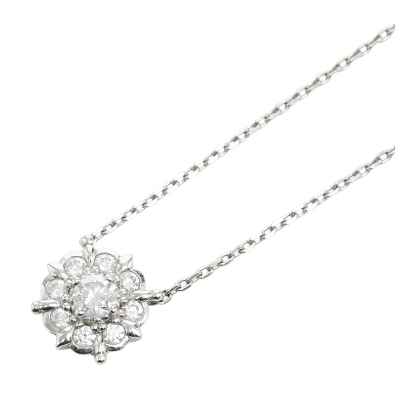 Pt900 プラチナ Pt850 プラチナ ダイヤ0.120ct エクセルコダイヤモンド フラワーモチーフ ペンダント ネックレス レディース 【中古】