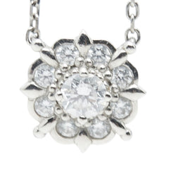 Pt900 プラチナ Pt850 プラチナ ダイヤ0.120ct エクセルコダイヤモンド フラワーモチーフ ペンダント ネックレス レディース 【中古】