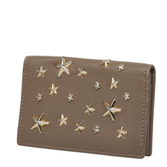 ジミーチュウ クリスタルスタースタッズ カードケース ブラウンベージュ レザー クリスタル レディース JIMMY CHOO 【中古】