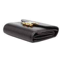 セリーヌ トリオンフ スモール フラップウォレット 三つ折り財布 ブラック レザー レディース CELINE 【中古】