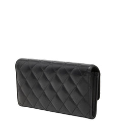 シャネル ココマーク マトラッセ 二つ折り 長財布 ブラック レザー レディース CHANEL 【中古】