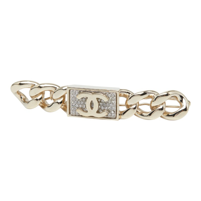 シャネル ココマーク チェーン モチーフ バレッタ ゴールド メッキ ラインストーン レディース CHANEL 【中古】