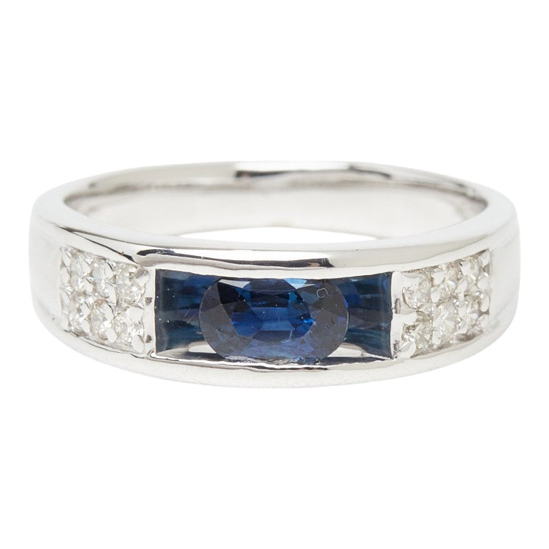 K18WG ホワイトゴールド サファイア0.55ct ダイヤ0.20ct リング 指輪 レディース 12.5号 【中古】