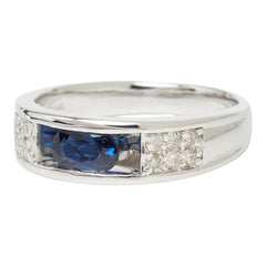 K18WG ホワイトゴールド サファイア0.55ct ダイヤ0.20ct リング 指輪 レディース 12.5号 【中古】