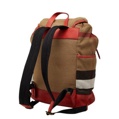 バーバリー チェック リュック バックパック ベージュ マルチカラー キャンバス レザー レディース BURBERRY 【中古】