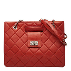 シャネル 2.55 ココマーク マトラッセ チェーンショルダーバッグ ハンドバッグ 2WAY レッド レザー レディース CHANEL 【中古】