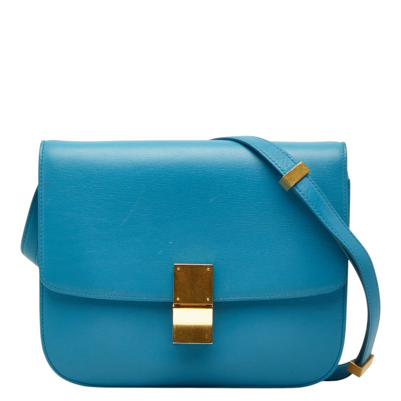 セリーヌ クラシックボックス ミディアム ショルダーバッグ ライトブルー レザー レディース CELINE 【中古】