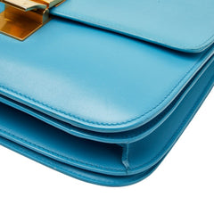 セリーヌ クラシックボックス ミディアム ショルダーバッグ ライトブルー レザー レディース CELINE 【中古】