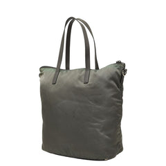 プラダ 三角ロゴプレート ハンドバッグ ショルダーバッグ 2WAY グレー ナイロン サフィアーノレザー レディース PRADA 【中古】
