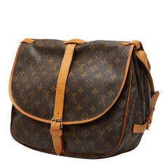 ルイ ヴィトン モノグラム ソミュール35 斜め掛け ショルダーバッグ M42254 ブラウン PVC レザー レディース LOUIS VUITTON 【中古】