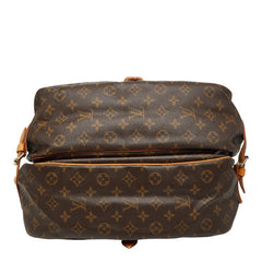 ルイ ヴィトン モノグラム ソミュール35 斜め掛け ショルダーバッグ M42254 ブラウン PVC レザー レディース LOUIS VUITTON 【中古】