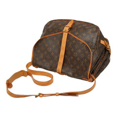 ルイ ヴィトン モノグラム ソミュール35 斜め掛け ショルダーバッグ M42254 ブラウン PVC レザー レディース LOUIS VUITTON 【中古】