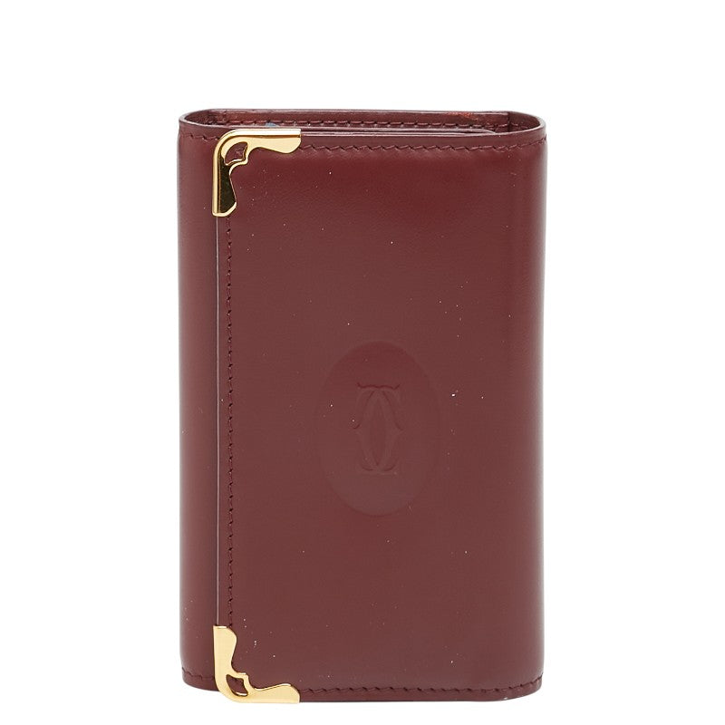 カルティエ マストライン キーケース 6連 ワインレッド ボルドー レザー レディース CARTIER 【中古】