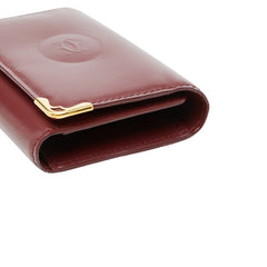 カルティエ マストライン キーケース 6連 ワインレッド ボルドー レザー レディース CARTIER 【中古】