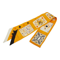 エルメス ツイリー Jeu De Cartes ジュドー カルト トランプ スカーフ オレンジ系 シルク レディース HERMES 【中古】