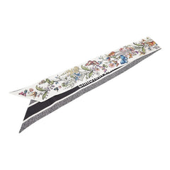 ディオール D-Floral ミッツァ ツイリー スカーフ ホワイト シルク レディース Dior 【中古】