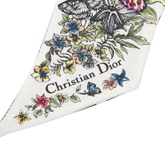 ディオール D-Floral ミッツァ ツイリー スカーフ ホワイト シルク レディース Dior 【中古】