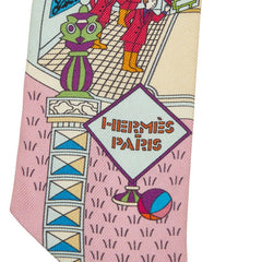 エルメス ツイリー La Maison Des Carres メゾンデカレ スカーフ ライトブルー マルチカラー レディース HERMES 【中古】