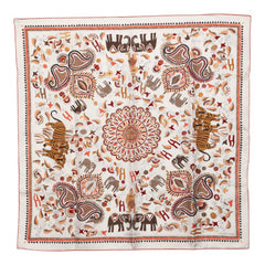 エルメス カレ90 Kantha カンタ スカーフ 大判 ホワイト マルチカラー シルク レディース HERMES 【中古】