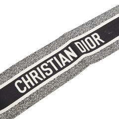 ディオール ミッツァ ドット スカーフ ホワイト ブラック シルク レディース Dior 【中古】