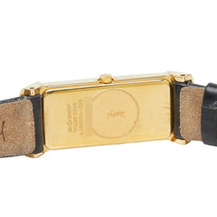 サンローラン YSLロゴ 腕時計 5421-H0551Y クオーツ ブラック文字盤 レザー メッキ GP レディース SAINT LAURENT 【中古】