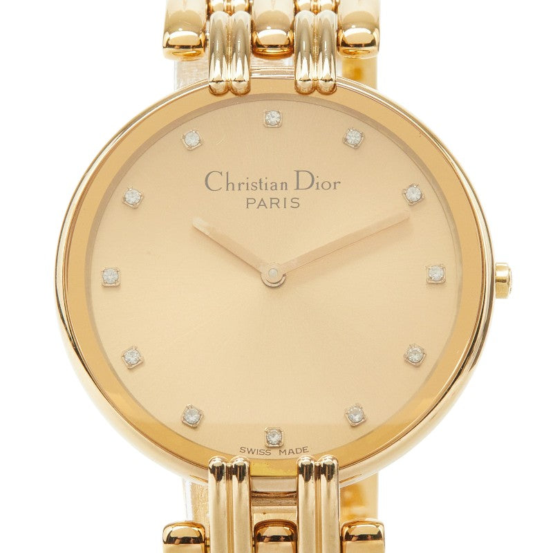 ディオール バギラ 腕時計 D47-155 クオーツ ゴールド文字盤 メッキ レディース Dior 【中古】