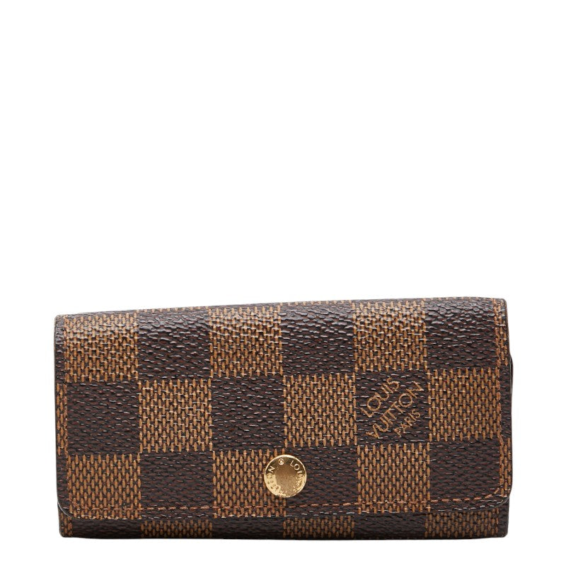 ルイ ヴィトン ダミエ ミュルティクレ4 4連 キーケース N60385 ブラウン PVC レザー レディース LOUIS VUITTON 【中古】