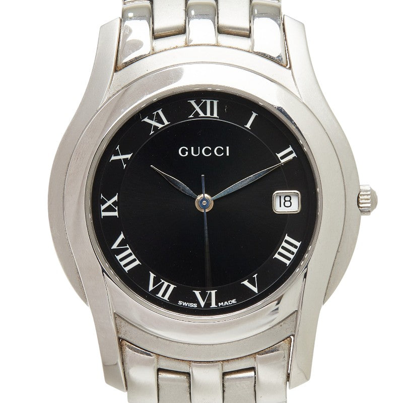 グッチ 腕時計 5500M クオーツ ブラック文字盤 ステンレススチール レディース GUCCI 【中古】