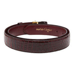 カルティエ マストライン スクエア バックル ベルト ボルドー系 クロコダイル メンズ CARTIER 【中古】