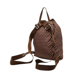 プラダ 三角ロゴプレート リュック バックパック BZ0032 ブラウン ピンク ナイロン レザー レディース PRADA 【中古】