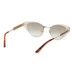 グッチ インターロッキングG キャットアイ サングラス GG0522S ホワイト ゴールド プラスチック メッキ レディース GUCCI 【中古】