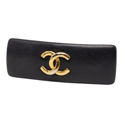 シャネル ココマーク バレッタ ヘアアクセサリー ブラック ゴールド レザー メッキ レディース CHANEL 【中古】