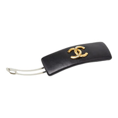 シャネル ココマーク バレッタ ヘアアクセサリー ブラック ゴールド レザー メッキ レディース CHANEL 【中古】