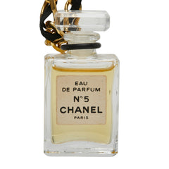シャネル COCO EAU DE PAPFUM N°5 ココ オードゥ パルファム 香水 ミニボトル ネックレス ゴールド ブラック クリア メッキ レザー ガラス レディース CHANEL 【中古】