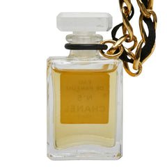 シャネル COCO EAU DE PAPFUM N°5 ココ オードゥ パルファム 香水 ミニボトル ネックレス ゴールド ブラック クリア メッキ レザー ガラス レディース CHANEL 【中古】