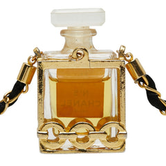 シャネル COCO EAU DE PAPFUM N°5 ココ オードゥ パルファム 香水 ミニボトル ネックレス ゴールド ブラック クリア メッキ キャンバス ガラス レディース CHANEL 【中古】