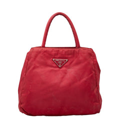 プラダ 三角ロゴプレート ハンドバッグ ピンク ナイロン レディース PRADA 【中古】
