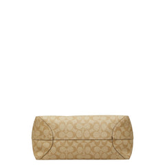 コーチ シグネチャー トートバッグ ショルダーバッグ 5696 ホワイト ベージュ PVC レザー レディース COACH 【中古】