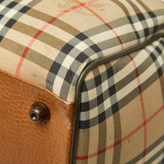 バーバリー ノバチェック シャドーホース ボストンバッグ ベージュ ブラウン キャンバス レザー レディース BURBERRY 【中古】