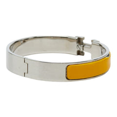 エルメス クリックH PM バングル シルバー オレンジ メタル エナメル レディース HERMES 【中古】