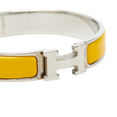 エルメス クリックH PM バングル シルバー オレンジ メタル エナメル レディース HERMES 【中古】