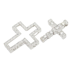 K18WG ホワイトゴールド ダイヤ0.82ct ダイヤ0.31ct クロスモチーフ ペンダントトップ ネックレス レディース 【中古】