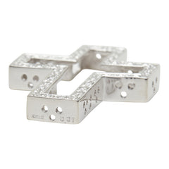 K18WG ホワイトゴールド ダイヤ0.82ct ダイヤ0.31ct クロスモチーフ ペンダントトップ ネックレス レディース 【中古】