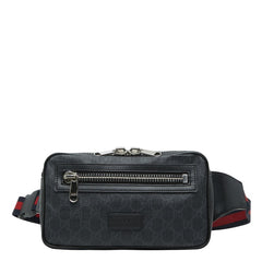グッチ GGスプリーム ウエストバッグ ボディバッグ 474293 ブラック グレー PVC レザー レディース GUCCI 【中古】