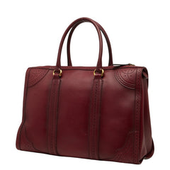 グッチ マイクログッチシマ ボストンバッグ ハンドバッグ 296903 ワインレッド ボルドー レザー レディース GUCCI 【中古】