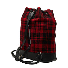 サンローラン ツイード リュック バックパック 巾着 レッド レザー ウール レディース SAINT LAURENT 【中古】