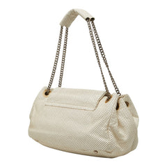 シャネル マトラッセ ココマーク 2.55 パンチング チェーン ショルダーバッグ オフホワイト レザー レディース CHANEL 【中古】