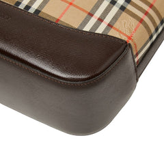 バーバリー ノバチェック ハンドバッグ ベージュ ブラウン キャンバス レザー レディース BURBERRY 【中古】