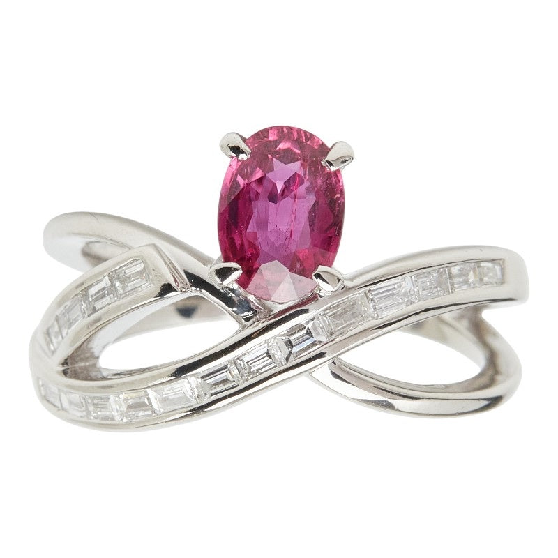Pt900 プラチナ ルビー1.01ct ダイヤ0.37ct リング 指輪 レディース 12号 【中古】