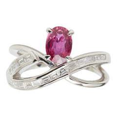 Pt900 プラチナ ルビー1.01ct ダイヤ0.37ct リング 指輪 レディース 12号 【中古】